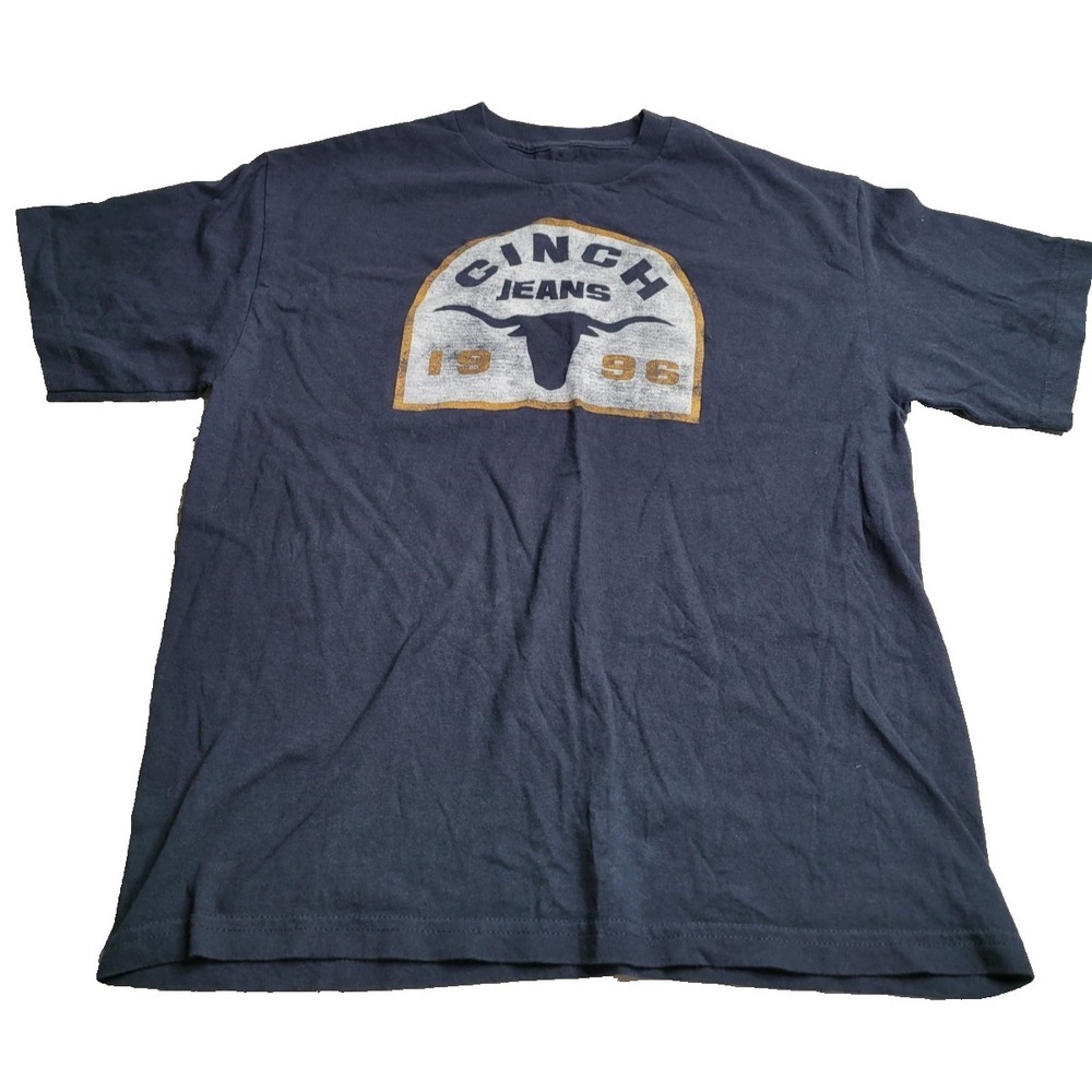 Cinch‎ Boys Logo T-Shirt Short Sleeve XL 14 100% Cotton Black Western Cowboy